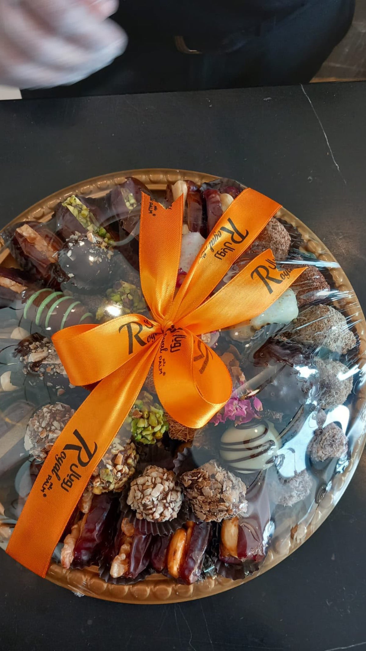 Dates & Sweets Gift Platter with Ribbon - second view