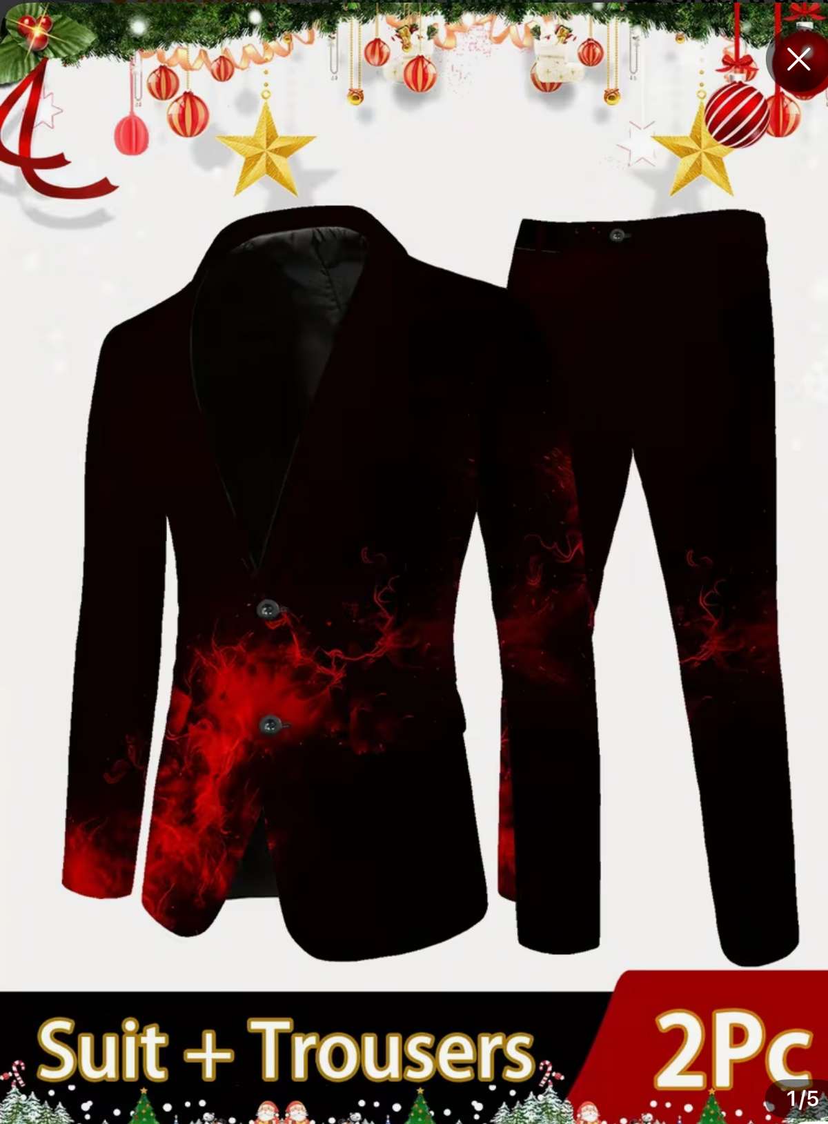 Black & Red Festive Blazer Set